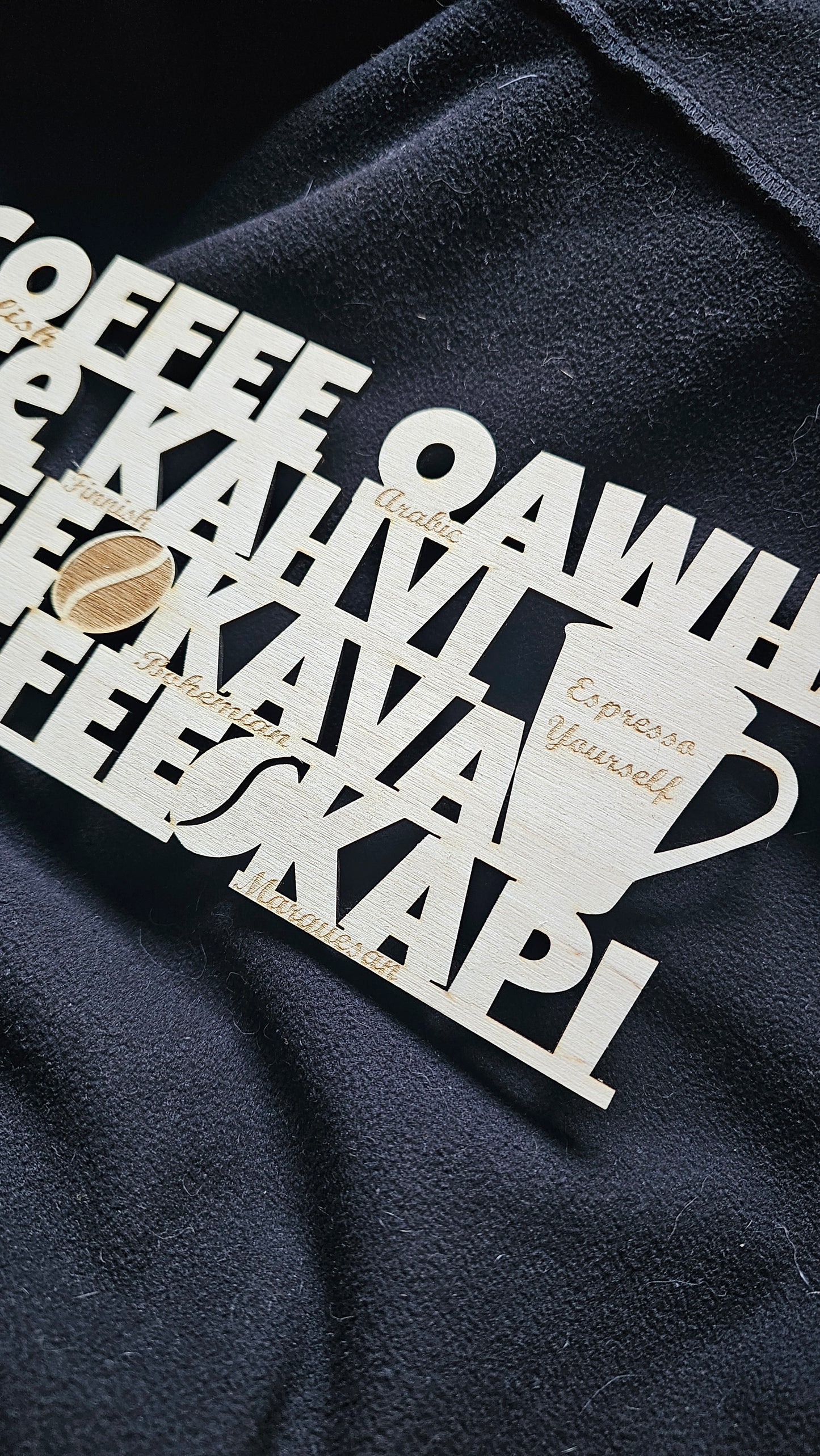 Espresso yourself træskilt til kaffehjørnet